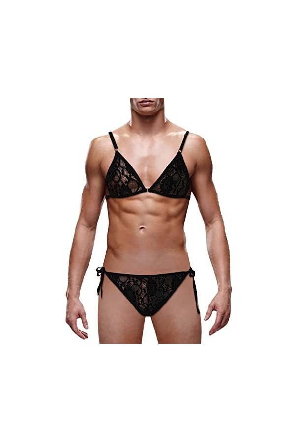 SKFLABOOF Sexy Hot Mankini Homme Coquin Moulant Slip Borat Bite Drole Lingerie Érotique Deguisement Ficelle Costume Jockstrap