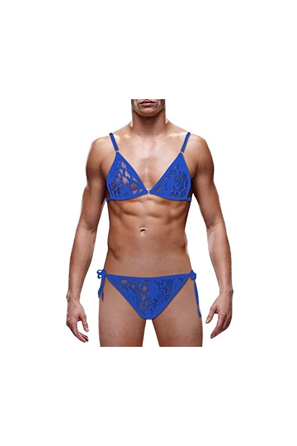 SKFLABOOF Sexy Hot Mankini Homme Coquin Moulant Slip Borat Bite Drole Lingerie Érotique Deguisement Ficelle Costume Jockstrap