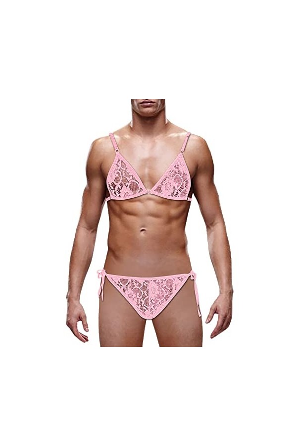 SKFLABOOF Sexy Hot Mankini Homme Coquin Moulant Slip Borat Bite Drole Lingerie Érotique Deguisement Ficelle Costume Jockstrap