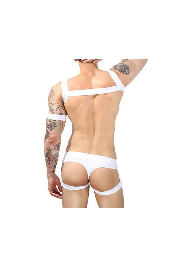SKFLABOOF Drole Mankini Homme Adulte Jockstrap Moulant Costume Borat Bite Transparent Body Érotique Slip Bonbon Deguisement C