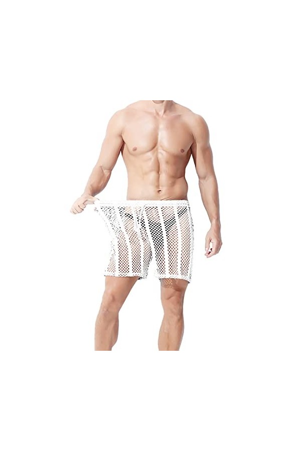 SKFLABOOF Ficelle String Homme Moulant Erotique Boxer Sissy Sexy Hot Transparent Tanga Ouverte Lingerie Gay Body Chic Bonbon 