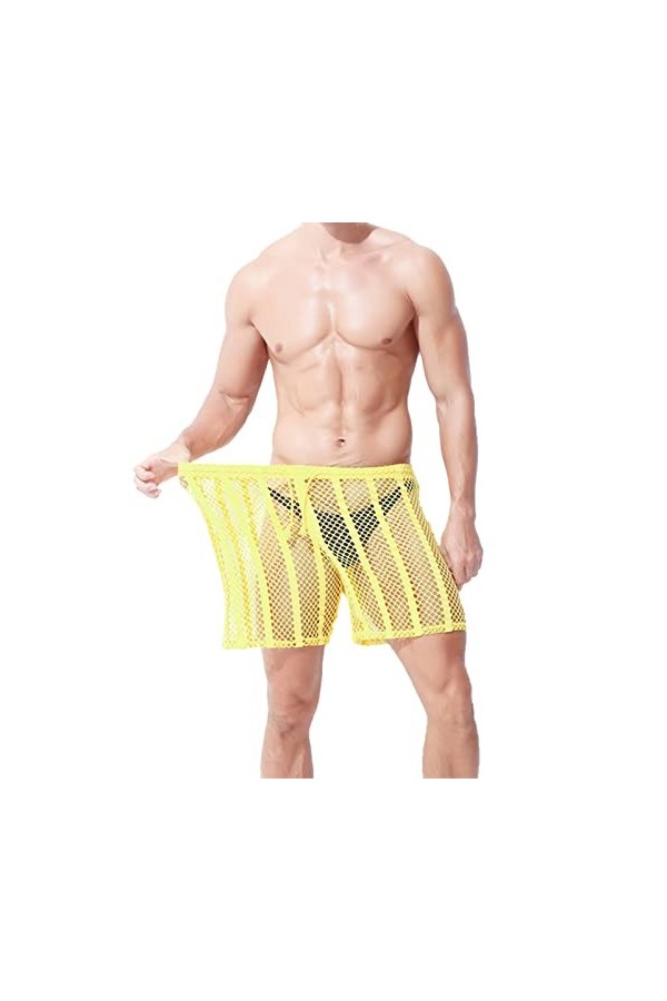 SKFLABOOF Ficelle String Homme Moulant Erotique Boxer Sissy Sexy Hot Transparent Tanga Ouverte Lingerie Gay Body Chic Bonbon 