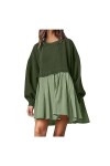 Robe décontractée pour femme - Automne - Cute Shift - Manches évasées - Volants - Ourlet en V - Tunique ample - Mini robe à m