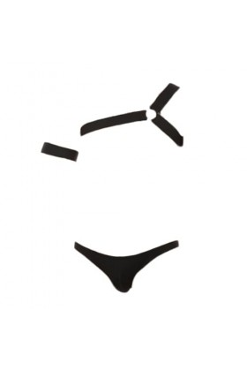 Homme Sexy Sangle Harnais Ceinture Body Tops Haut et Short String Lingeries Color:Black,Size:M 