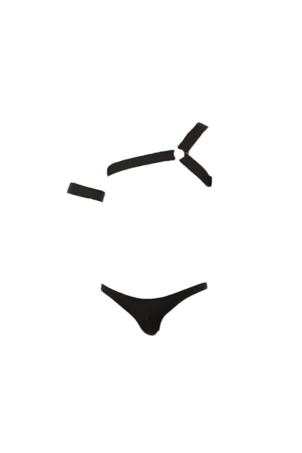 Homme Sexy Sangle Harnais Ceinture Body Tops Haut et Short String Lingeries Color:Black,Size:M 