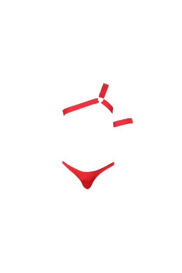 Homme Sexy Sangle Harnais Ceinture Body Tops Haut et Short String Lingeries Color:Black,Size:M 