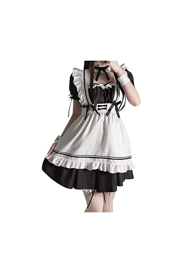 LKRSEEF Ecoliere Costume Adulte Sexy Hot Hard Transparente Ensemble Halloween Noël Pute Maid Dress Babydoll Coquin Tablier Mi