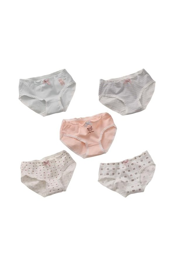 SINMIUANIME Lot de 5 culottes en coton pour femme - Taille moyenne - Imprimé anime - Doux et respirant, Ours mignon., XL