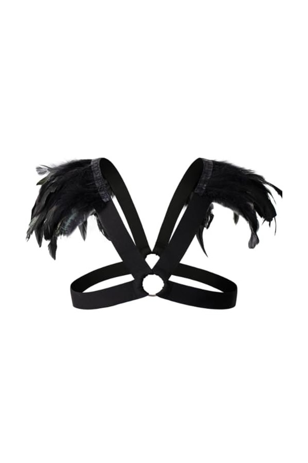 HSQSMWJ Homme Licou Cou Corps élastique Harnais Bandage De Poitrine Nylon Body Maillot de Muscles Bandoulière Color:Black,Siz