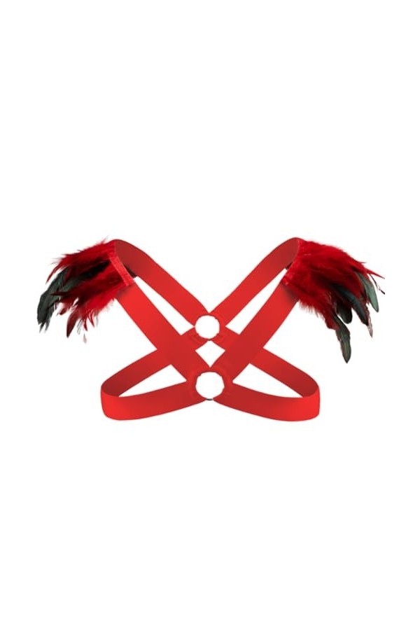 HSQSMWJ Homme Licou Cou Corps élastique Harnais Bandage De Poitrine Nylon Body Maillot de Muscles Bandoulière Color:Black,Siz