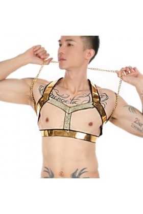 JPXJGT Hommes Bandage élastique Licou Cou Corps Harnais Lingerie Débardeur Protéger Épaule Top Sports Fitness Musculation Col