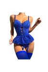Fulidngzg Body sexy en dentelle pour femme - Lingerie sexy en résille - Sous-vêtements sexy - Tenue SM - Grandes tailles - Li
