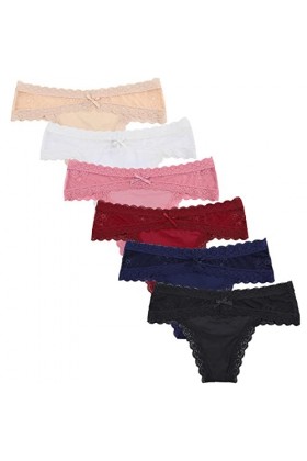 Levao Femme Sexy en Dentelle pour Tanga Femme Slips Culottes Strings Lingerie Dentelle, Lot de 6,Multicolore,L