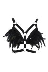Soutien-gorge harnais à plumes pour femme - Gothique Punk - Rave - Brassière dHalloween - Costume sexy pour femme - Cosplay,