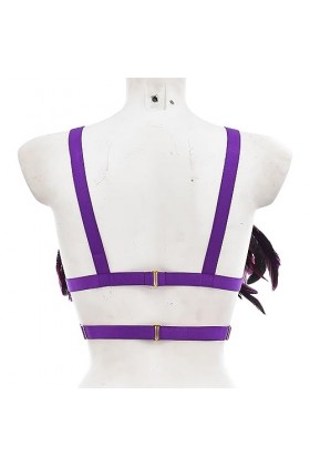 Soutien-gorge harnais à plumes pour femme - Gothique Punk - Rave - Brassière dHalloween - Costume sexy pour femme - Cosplay,