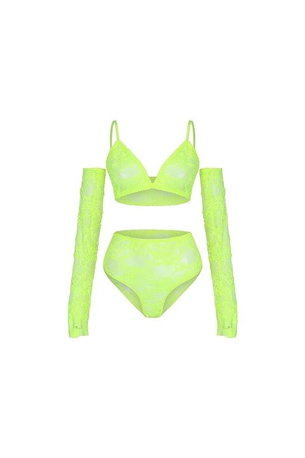 RougeEnsemble de Lingerie érotique Verte Sexy 4 pièces, Vert, 4XL