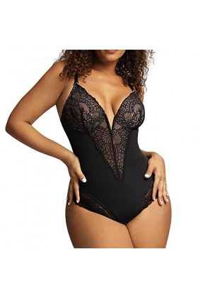 Femmes Ensemble de Lingerie Sexy Grande Taille Body à Bretelles Respirantes pour Femmes Débardeur Paillette Black, XXXL 