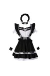 TWIOIOVE Costume de cosplay avec capuche rouge - Robe Lolita - Sexy - Jeu de rôle - Costume Samus - Noir - Taille L