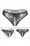 KHUFUZI Lot de 4 sous-vêtements sexy pour femme - Sous-vêtements en dentelle - Tangas - Culotte mignonne - String court - Cad