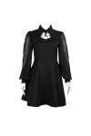 SHANHE 2023 Nouveau Gothique À Manches Longues Noir Robe pour Femmes Évider Lune Accessoires Taille Haute A-Line Robes Automn