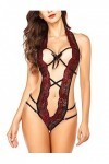 ZTIANEF LentrejambeSexualité féminine lingerie fun ajourée costume trois points, cramoisi, L