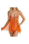 ZTIANEF Déguisements Adultes Costumes Sexy Femme Pyjama en Dentelle Sexy Robe De Soirée en Maille Transparente sous-Vêtements