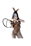 LureZone Costume de lapin sexy pour femme, combinaison une pièce Playboy Bunny 2297jaune 