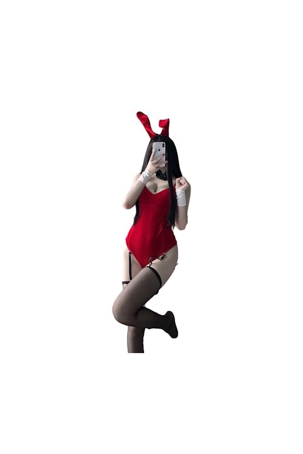 LureZone Costume de lapin sexy pour femme, combinaison une pièce Playboy Bunny 2297jaune 