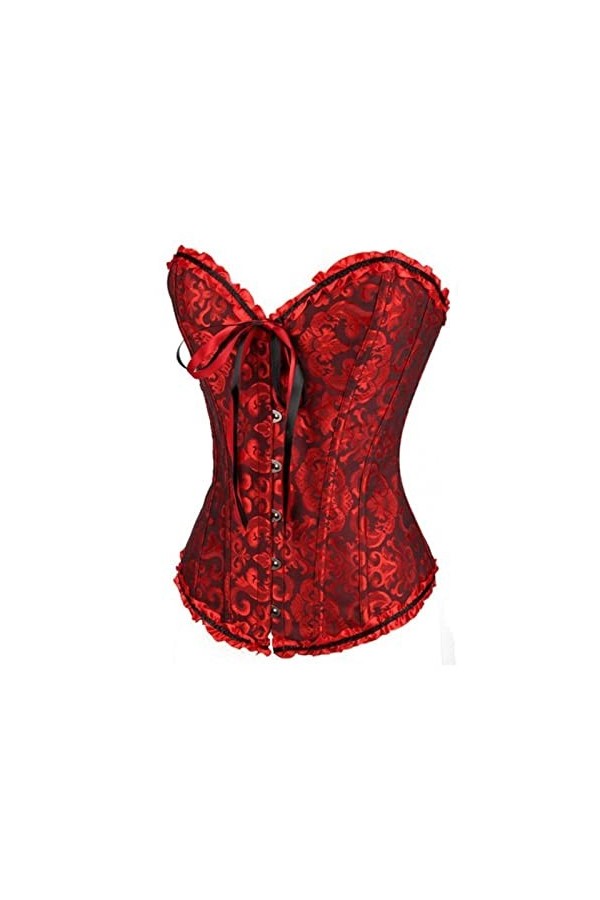 CHOUBAGUAI Corset sexy fin burlesque en satin pour femme - Sans bretelles - Corset bustier en dentelle - Grande taille 6XL-bl