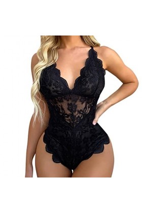 mingxinshangdian Lingerie sexy une pièce en dentelle brodée body robe sexy femme collants en maille chaussettes de corps sexy