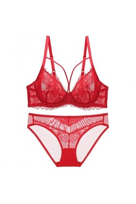 Ensemble de sous-vêtements sexy en dentelle française ultra fine avec soutien-gorge et slip push-up pour femme, grande taille