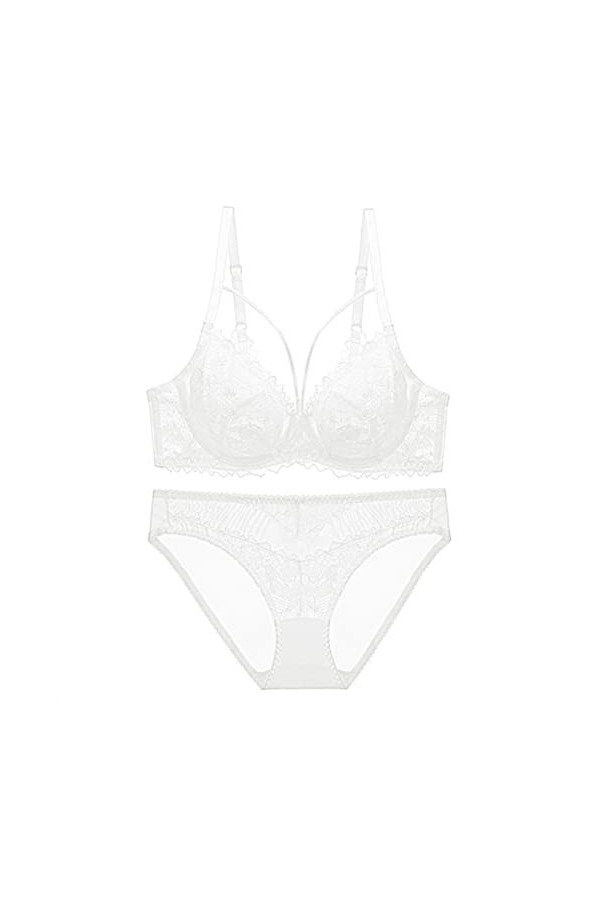 Ensemble de sous-vêtements sexy en dentelle française ultra fine avec soutien-gorge et slip push-up pour femme, grande taille