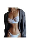 Ouvrir lentrejambeEnsemble de Lingerie érotique Sexy en Maille lambrissée, Blanc, L