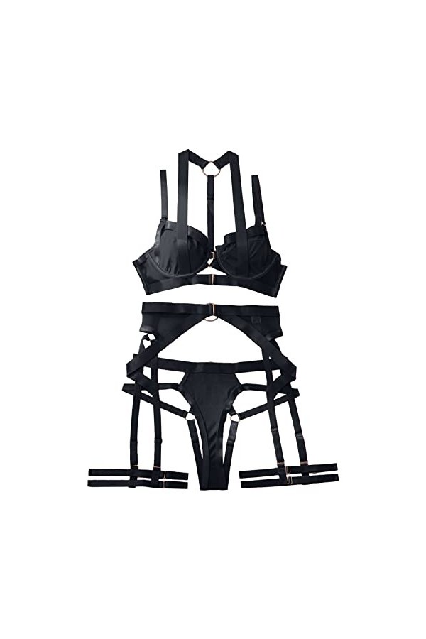 Lingerie Femme Sexy Ensemble Homme Sexy Hot y2*k Lingerie de Forage Solide pour Femmes Body résille Siamois Strass Sexy Mesh 