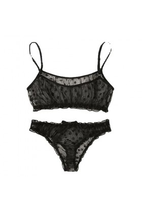 Bas basBretelles Sexy Pure Lingerie érotique Ensemble Pyjama à Trois Points, Noir, S