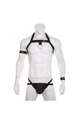 WEITING String pour Hommes Costume Bretelles Noir Blanc vêtements sous-vêtements Une pièce Sangle de Poitrine Licou Cou disco
