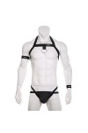 WEITING String pour Hommes Costume Bretelles Noir Blanc vêtements sous-vêtements Une pièce Sangle de Poitrine Licou Cou disco