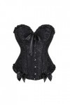 WEITING Femmes Lingerie Basques Corselet Bustier Floral Lace Overlay Overbust Corset Plus Size-Black,6XL