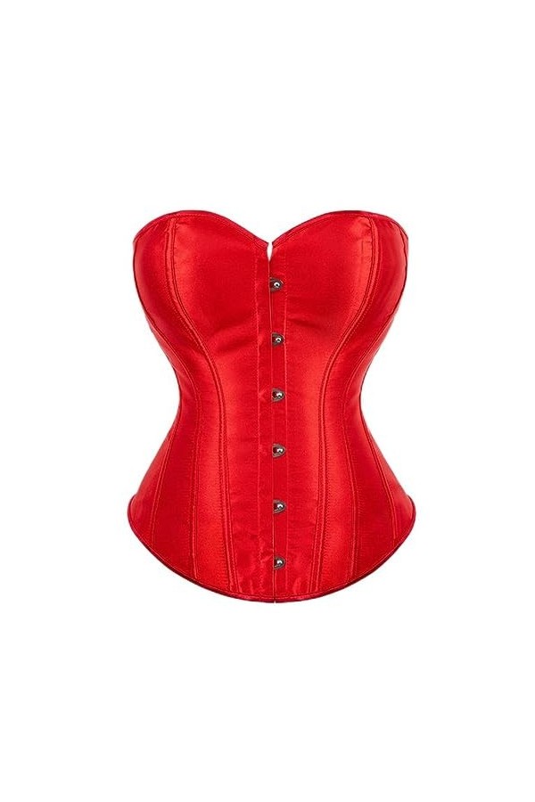 WEITING Plus Size Satin Dance Overbust Corselet Body Shaperwear Femmes Sexy Corsets Et Bustiers-Rouge,S