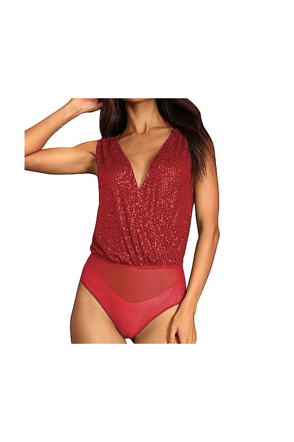 UOWEG Sens Supérieur Flash Discothèque Sexy V Cou Dos Socialite Soirée Combinaison Tempérament Élégant Tout avec Une Base Bod