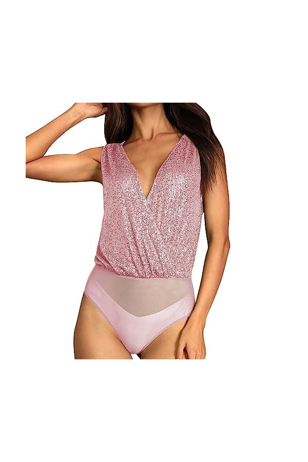 UOWEG Sens Supérieur Flash Discothèque Sexy V Cou Dos Socialite Soirée Combinaison Tempérament Élégant Tout avec Une Base Bod