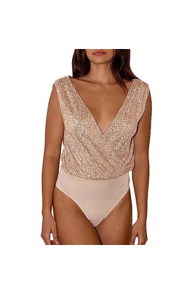 UOWEG Sens Supérieur Flash Discothèque Sexy V Cou Dos Socialite Soirée Combinaison Tempérament Élégant Tout avec Une Base Bod