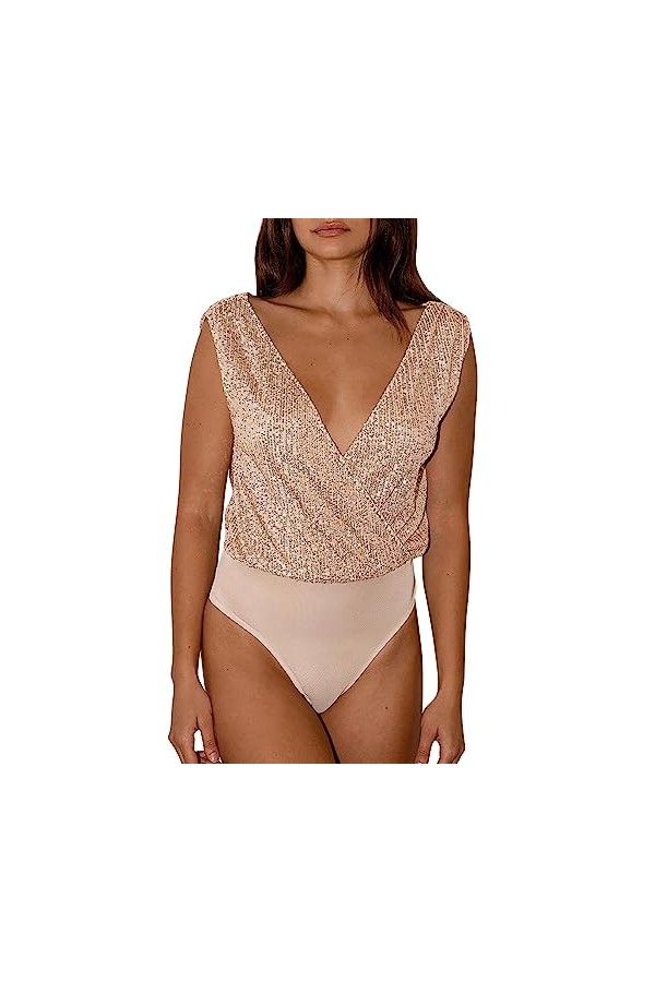 UOWEG Sens Supérieur Flash Discothèque Sexy V Cou Dos Socialite Soirée Combinaison Tempérament Élégant Tout avec Une Base Bod