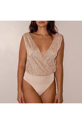 UOWEG Sens Supérieur Flash Discothèque Sexy V Cou Dos Socialite Soirée Combinaison Tempérament Élégant Tout avec Une Base Bod