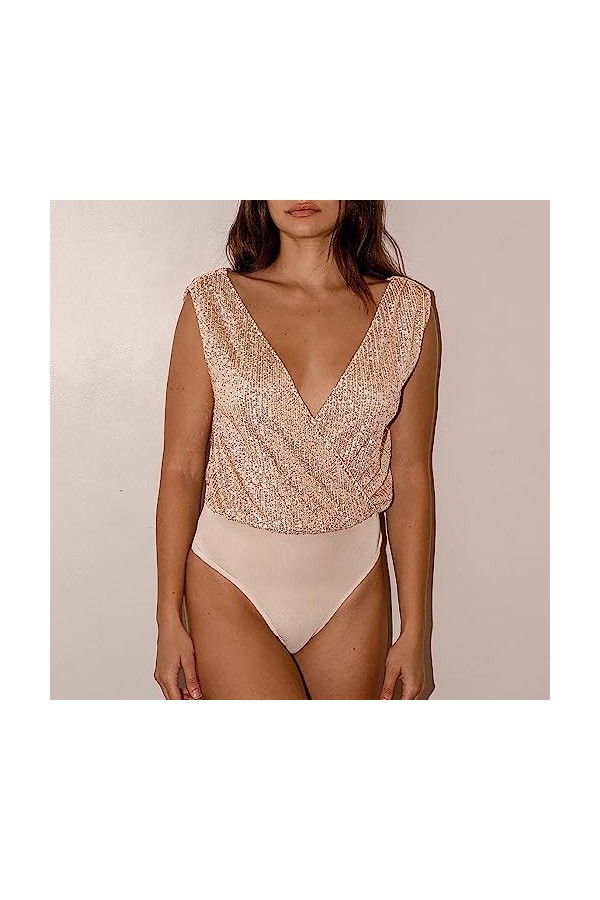 UOWEG Sens Supérieur Flash Discothèque Sexy V Cou Dos Socialite Soirée Combinaison Tempérament Élégant Tout avec Une Base Bod