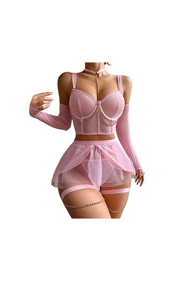 Lingerie Rouge pour Femme Soutien supérieur à la Mode et Sexy pour avec Petite Poitrine et Anneau en Acier réunis avec des so