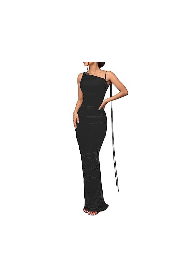 VIRACIN Vestido de Mujer Color sólido Espalda abierta Elegancia Sexy Fuera Del hombro Fiesta Clubwear Noche Volantes Hasta la