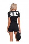 Aiihoo Déguisement Policière Femme Sexy Costume Tenue Erotique Mini Robe Courte Sexy Uniforme Cosplay Halloween Carnaval Noir