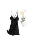 HUANKA Sexy Womens Sleepwear Perspective Lace Nightdress Thin Homewear Nightwear Ice Silk Sleeveless Nightgown Night Dress S
