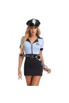 Jowowha Déguisement Policière Sexy Costume Police Adulte Femme Uniforme Officier de Police Jeu de Rôle Halloween Carnaval Fêt
